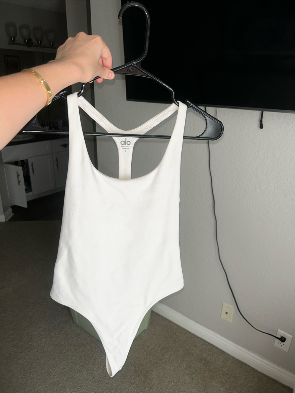 Alo white cream bodysuit